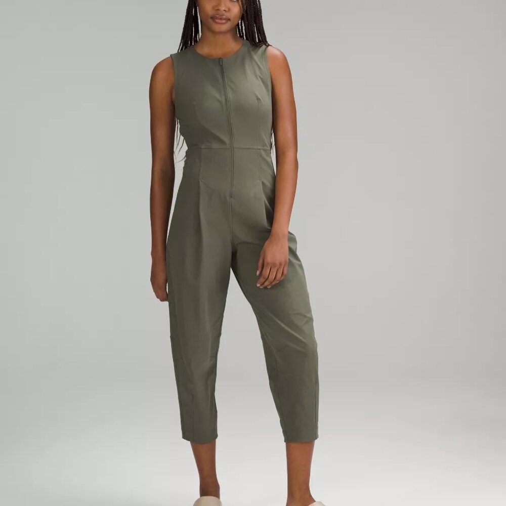 Lululemon Warpstream Jumpsuit in Olive Green – Size 10